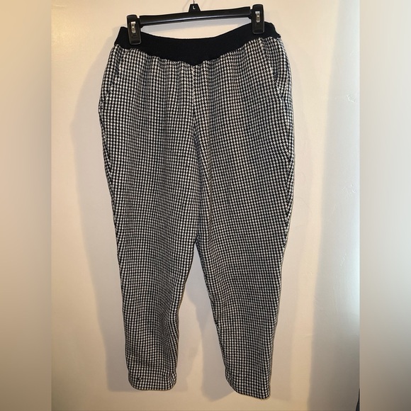Vintage 90s Retro Houndstooth Dana Buchman L Wool Cropped Trouser Pants - Picture 1 of 7
